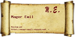 Mager Emil névjegykártya